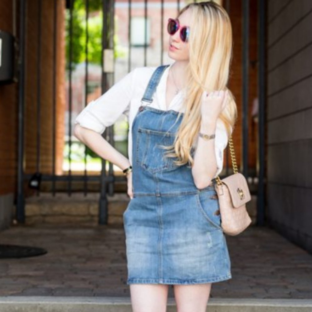 Denim skirt overalls✨